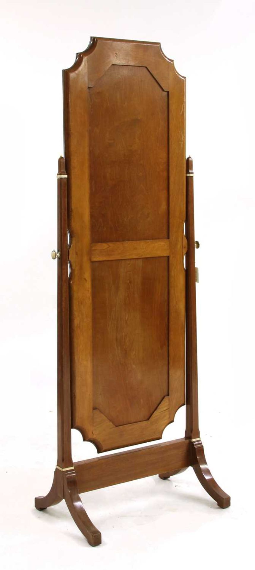 An Art Deco walnut, amboyna, burr wood and ivory inlaid cheval mirror, - Image 2 of 3