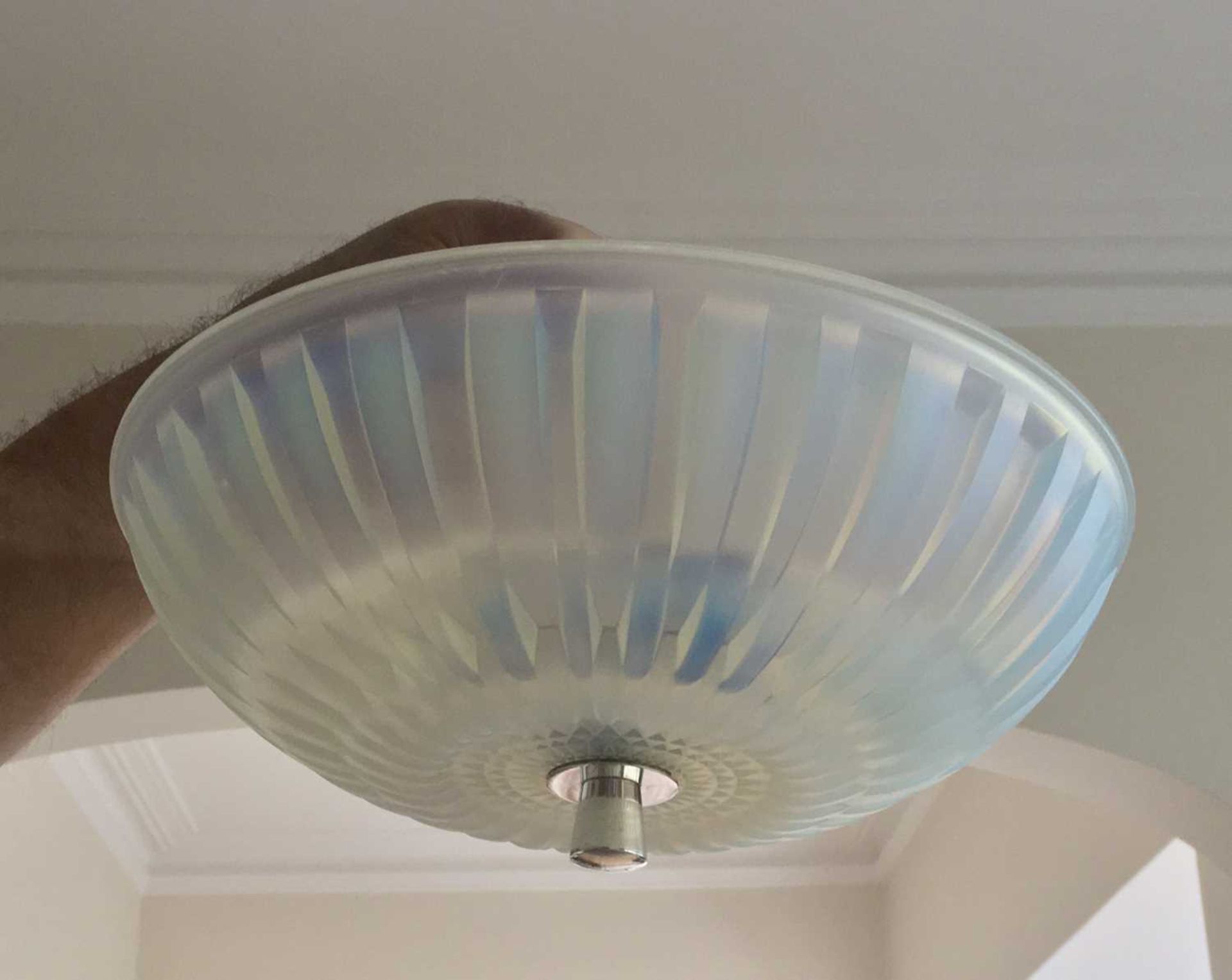 An Art Deco chrome and glass ceiling light, - Bild 4 aus 9