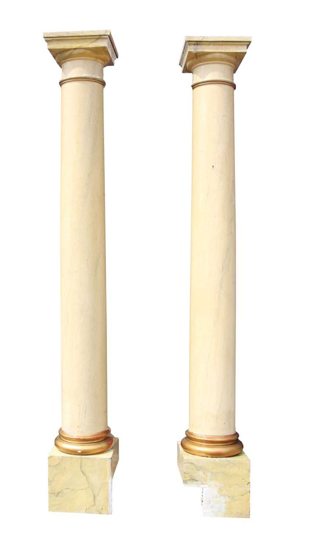 A pair of painted faux marble Ionic columns, - Bild 2 aus 6