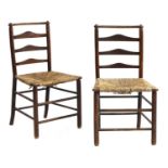 A pair of ash and elm ladderback side chairs,