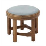 A walnut and upholstered stool,