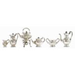 A rare Arts and Crafts silver seven-piece 'Country Range' tea and coffee service,