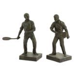 A pair of Art Deco spelter tennis players,