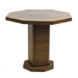 An Art Deco walnut octagonal lamp table,