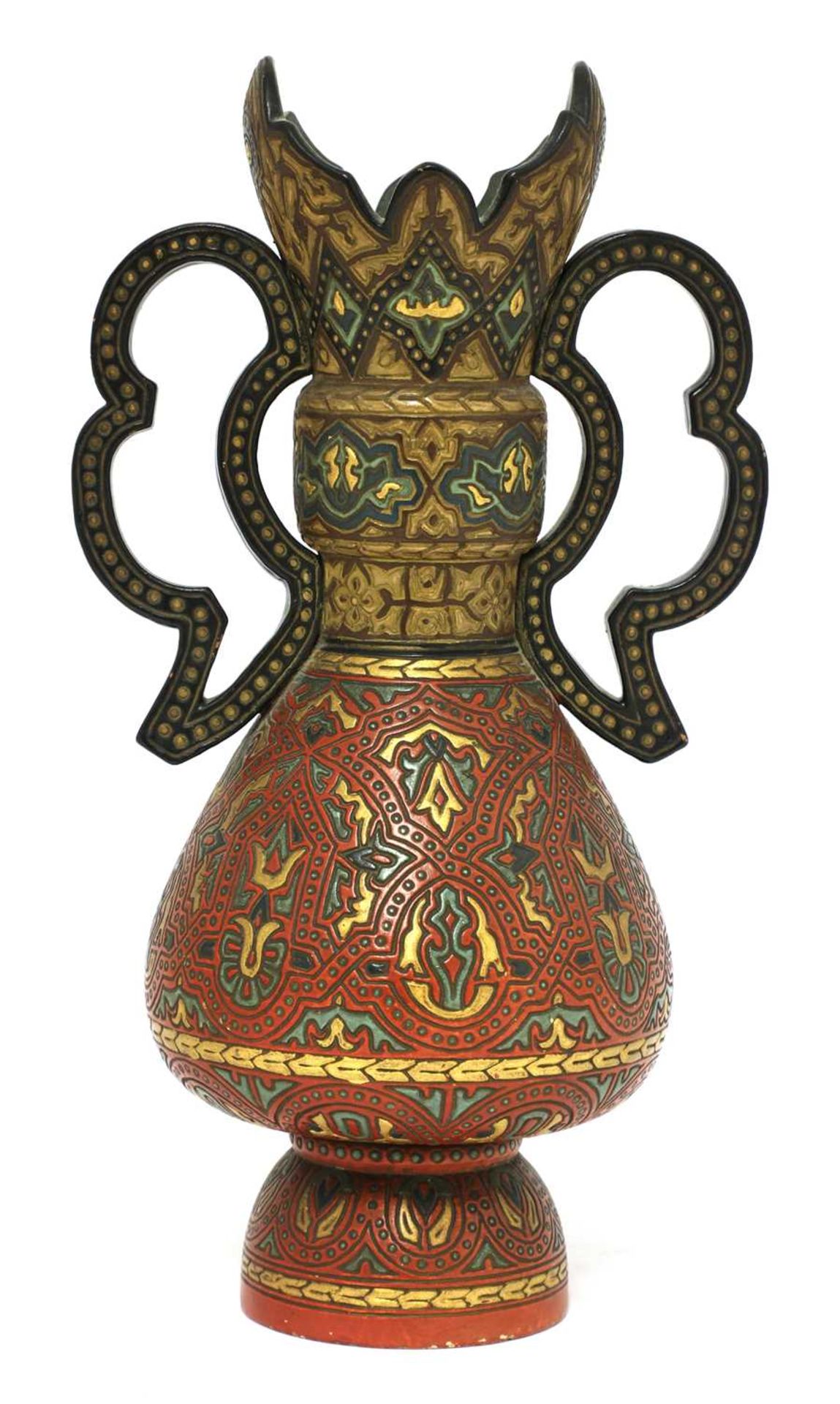 A Continental pottery twin-handled vase, - Bild 3 aus 4
