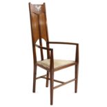 An Arts and Crafts Glasgow-style inlaid mahogany armchair,