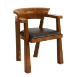 A mahogany and yew wood armchair,