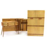 A maple and walnut suite of bedroom furniture,