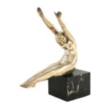 An Art Deco silvered bronze figure,