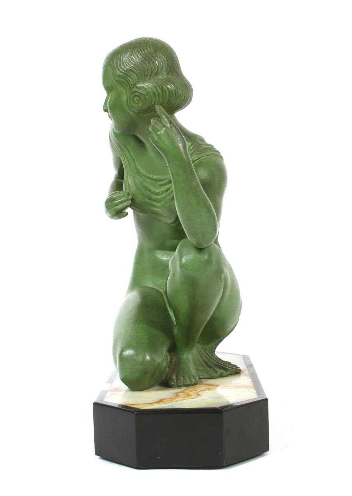 An Art Deco patinated spelter figure of a girl, - Image 8 of 16
