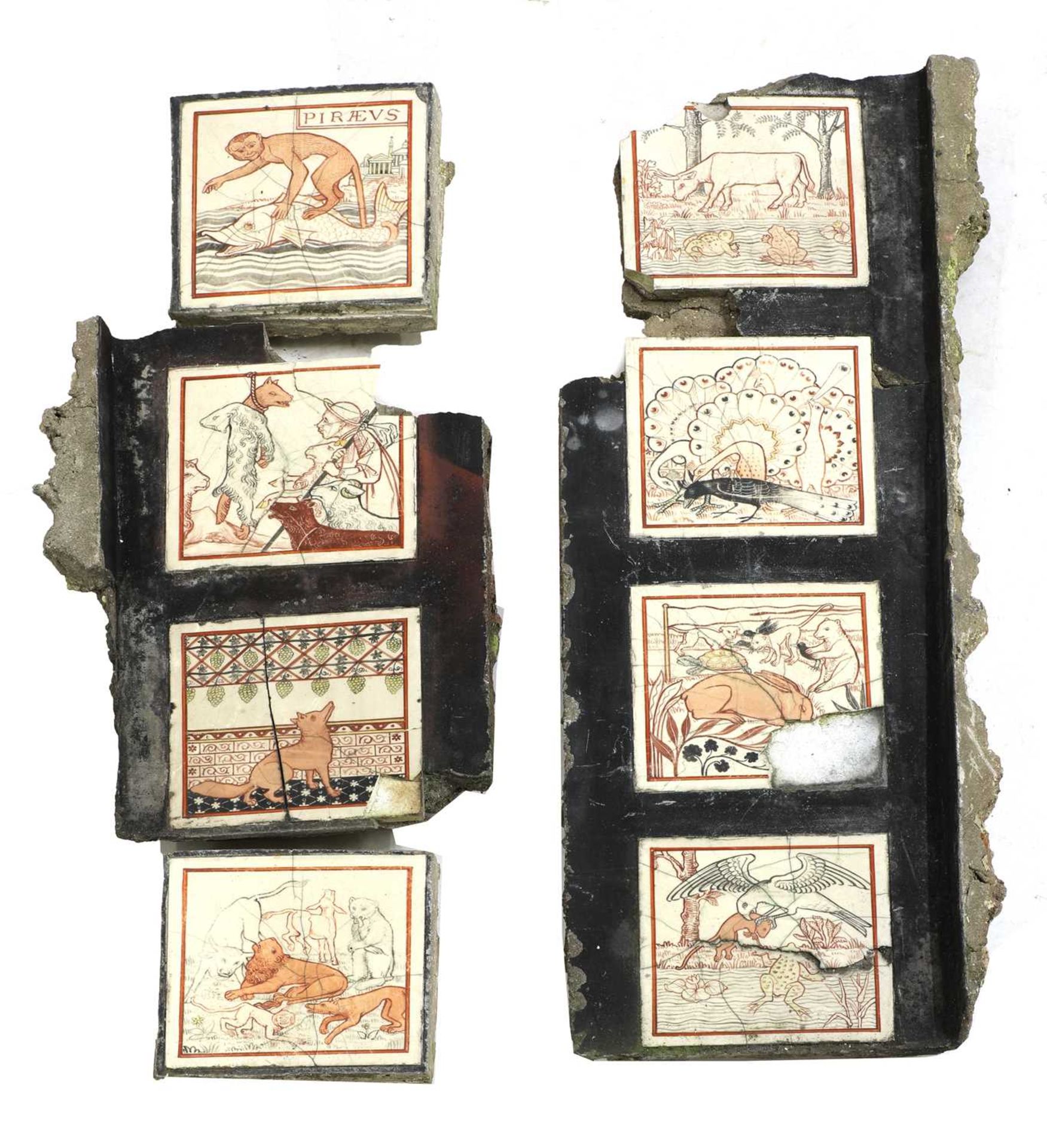 Eight 'Aesop's Fables' tiles, - Bild 4 aus 4