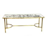 A French tile-top coffee table,