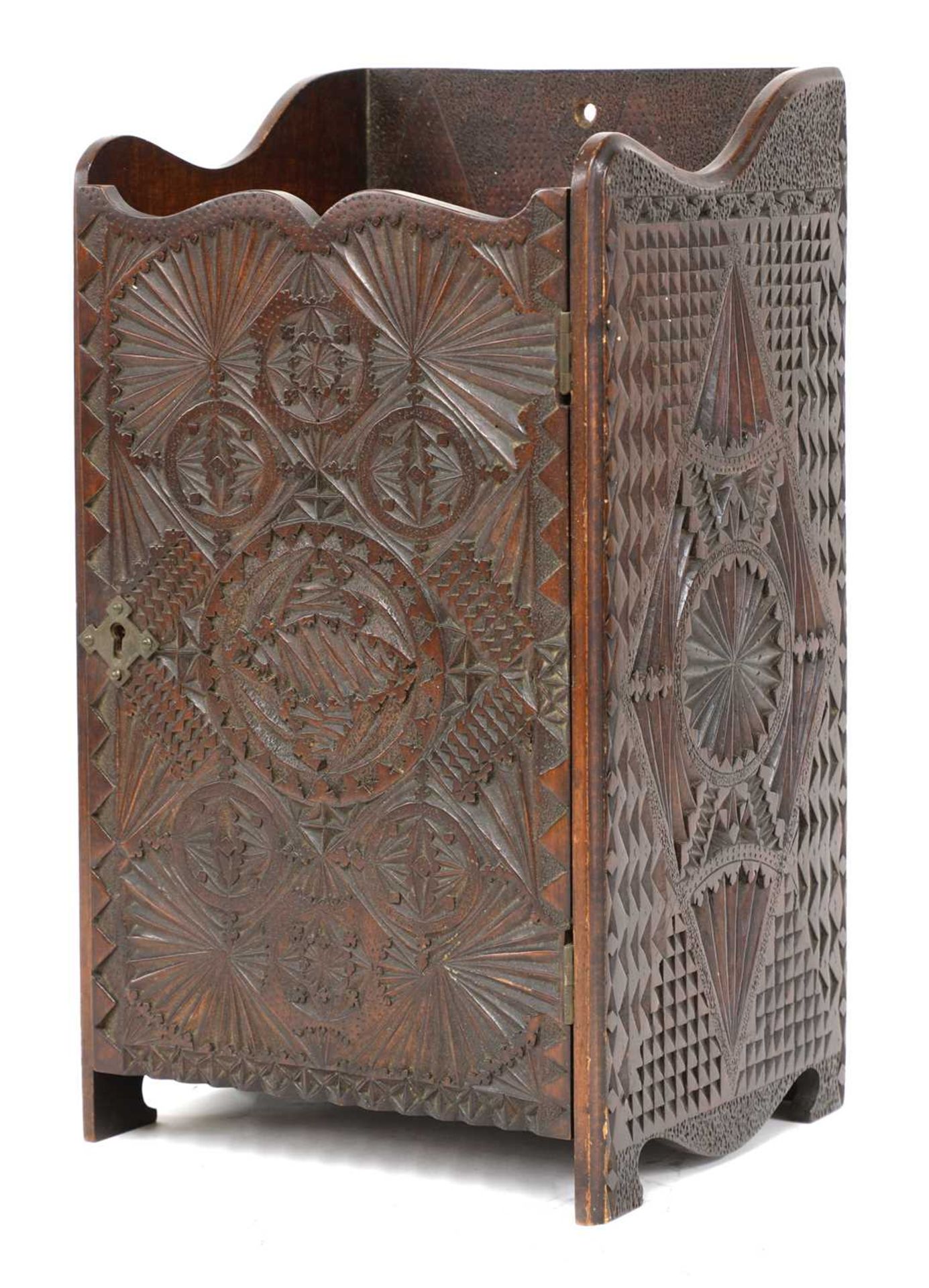 A Russian chip carved smoker's cabinet,