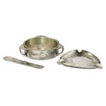 A Liberty pewter butter dish and matching knife,