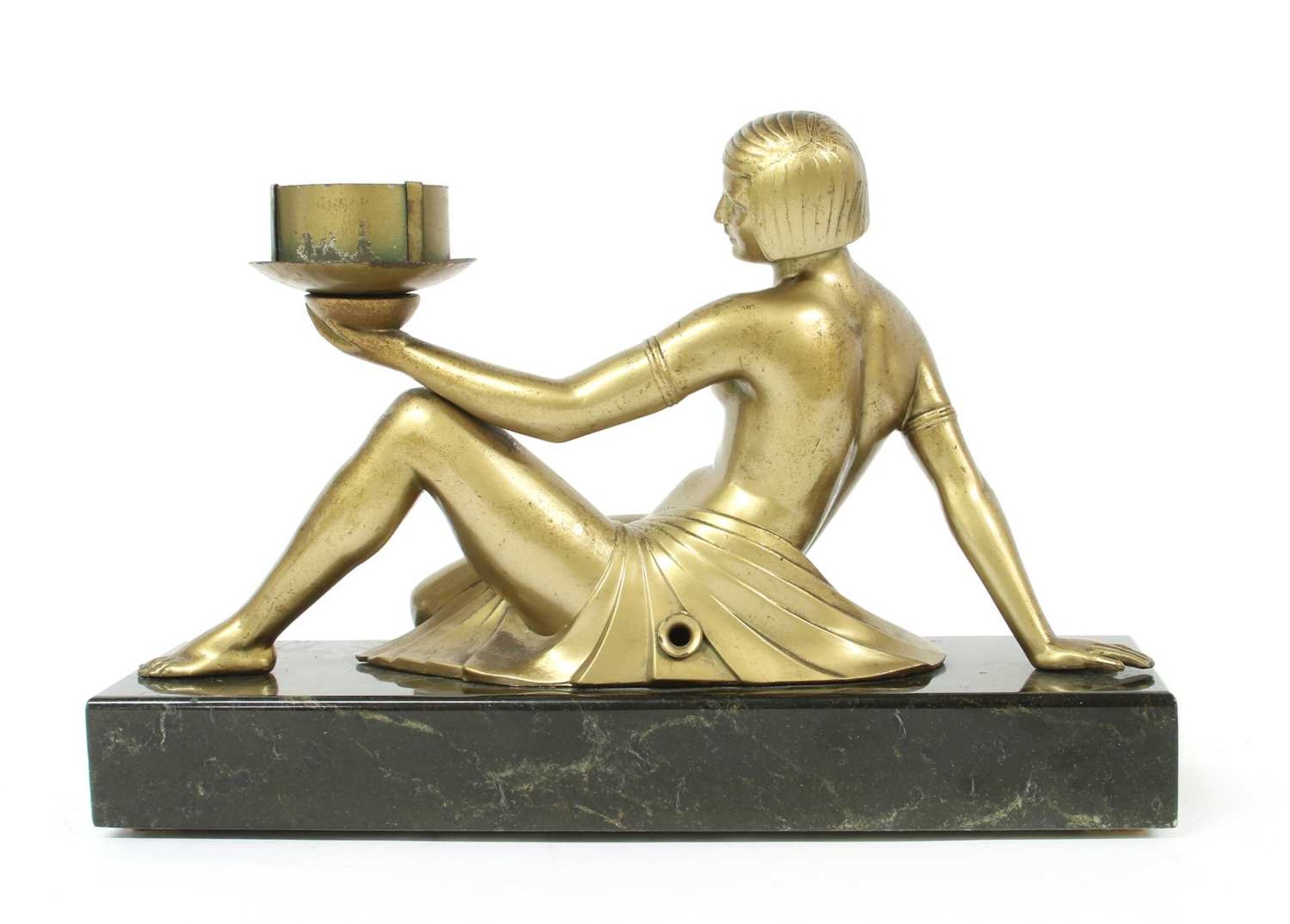 An Art Deco patinated spelter figure of a girl, - Image 3 of 16