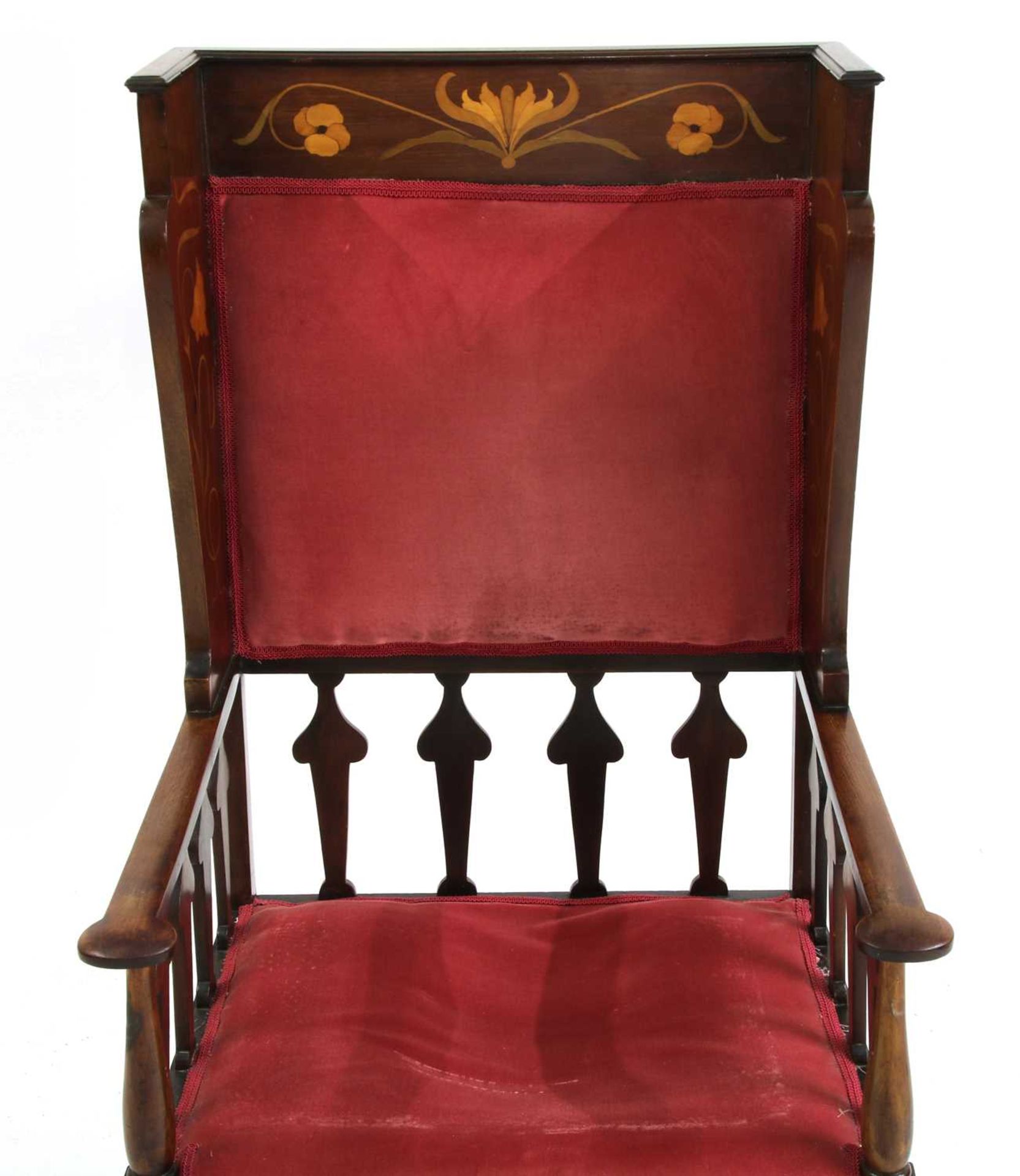 A mahogany inlaid wingback armchair, - Image 3 of 5