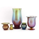 A collection of WMF Myra glass vases,