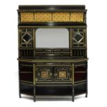 An Aesthetic ebonised and gilt wall cabinet,