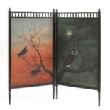 An Aesthetic ebonised two-fold screen,