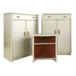 An Art Deco aluminium mounted bedroom suite,