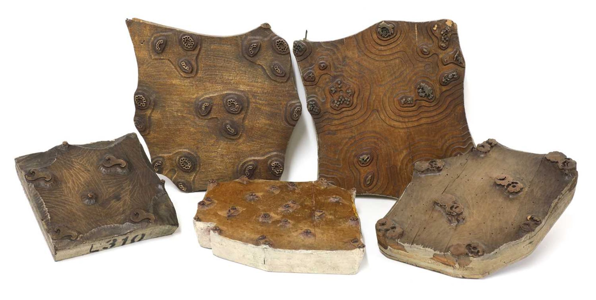 Five wooden hand printing blocks from the William Morris printing works at Merton Abbey, - Image 2 of 3