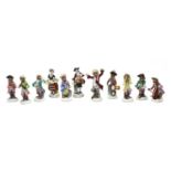 A ten piece German porcelain monkey band,