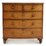 A 19th century mahogany bow front chest,