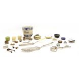 A collection of Continental white metal items,