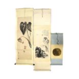 Three Chinese hanging scrolls,