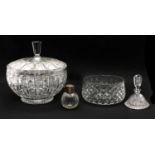 A large cut glass punch bowl and cover,