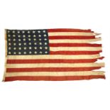 A large WWII battle worn single panel 48 star US Naval flag,
