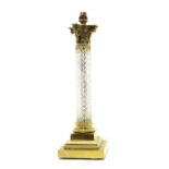 A Corinthian column brass and cut glass table lamp