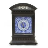 A late 19th century Continental Aesthetic period ebonised cased mantle timepiece,