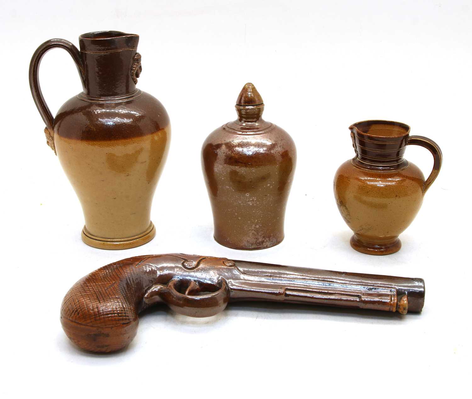 Four pieces of Victorian brown stoneware,