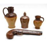 Four pieces of Victorian brown stoneware,