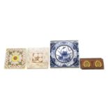A collection of nine pottery tiles,