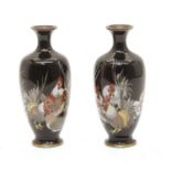 A pair of Japanese cloisonne vases,