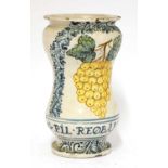 A majolica drug jar,