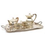 A four piece silver teaset,