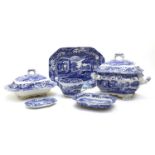A large collection of Copeland Spode blue and white Italian ware,