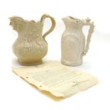 A Machin and Potts stoneware relief moulded jug,