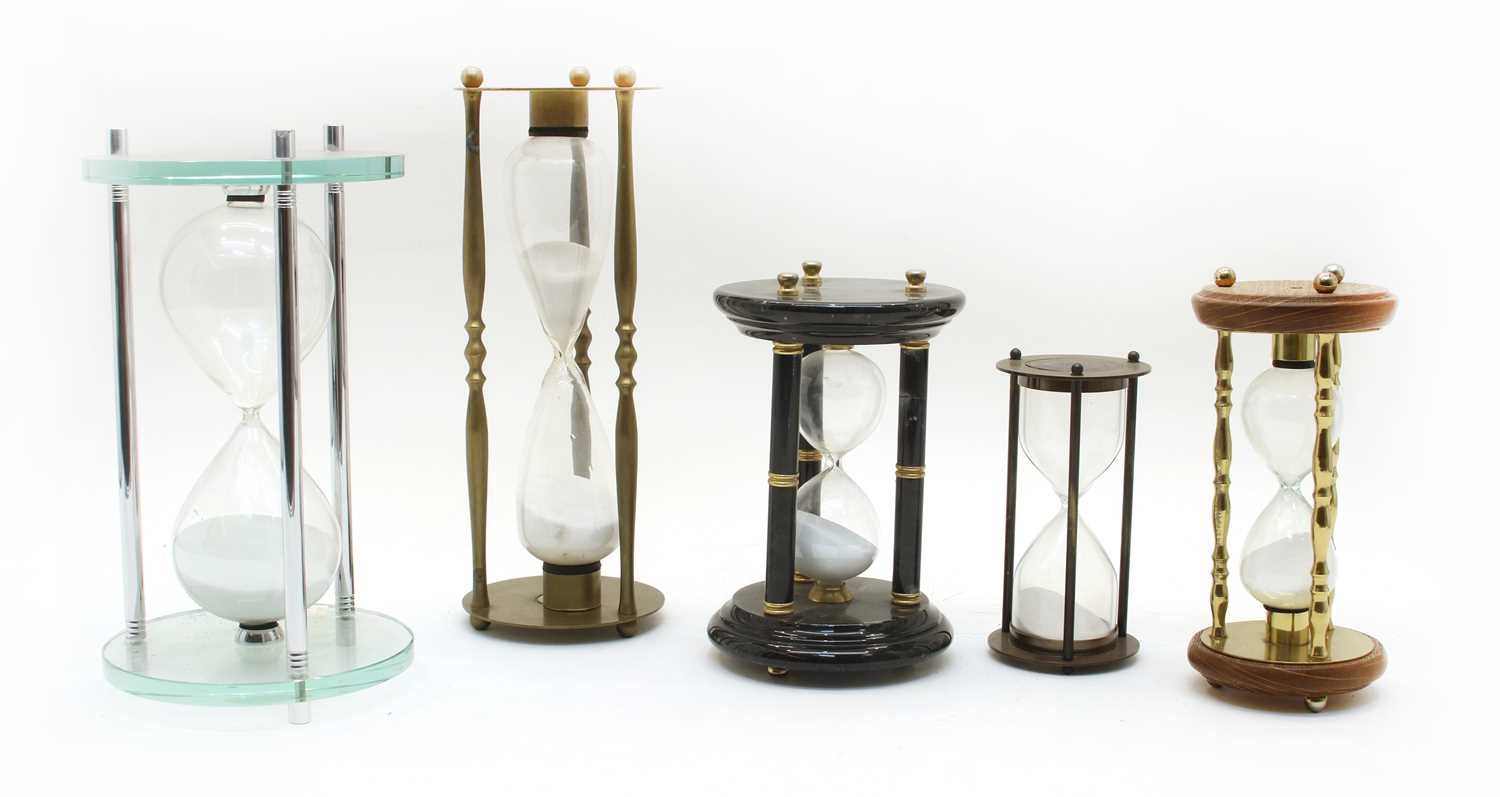 A collection of five hourglass sand timers, - Image 2 of 2