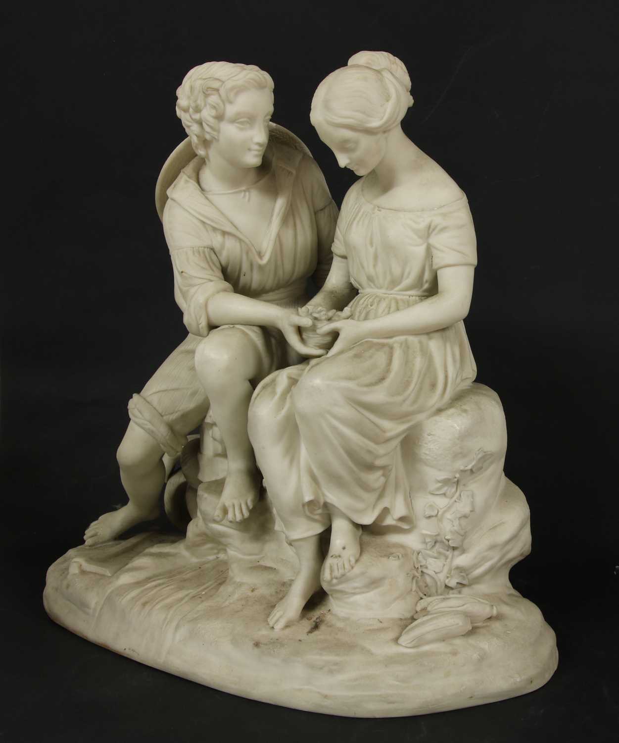 Paul and Virginia, a Copeland parian figure group modelled by Cumberworth, - Image 2 of 3
