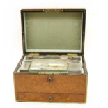 An early Victorian burr maple fitted vanity case, by J Turrill, Regent Street, London,