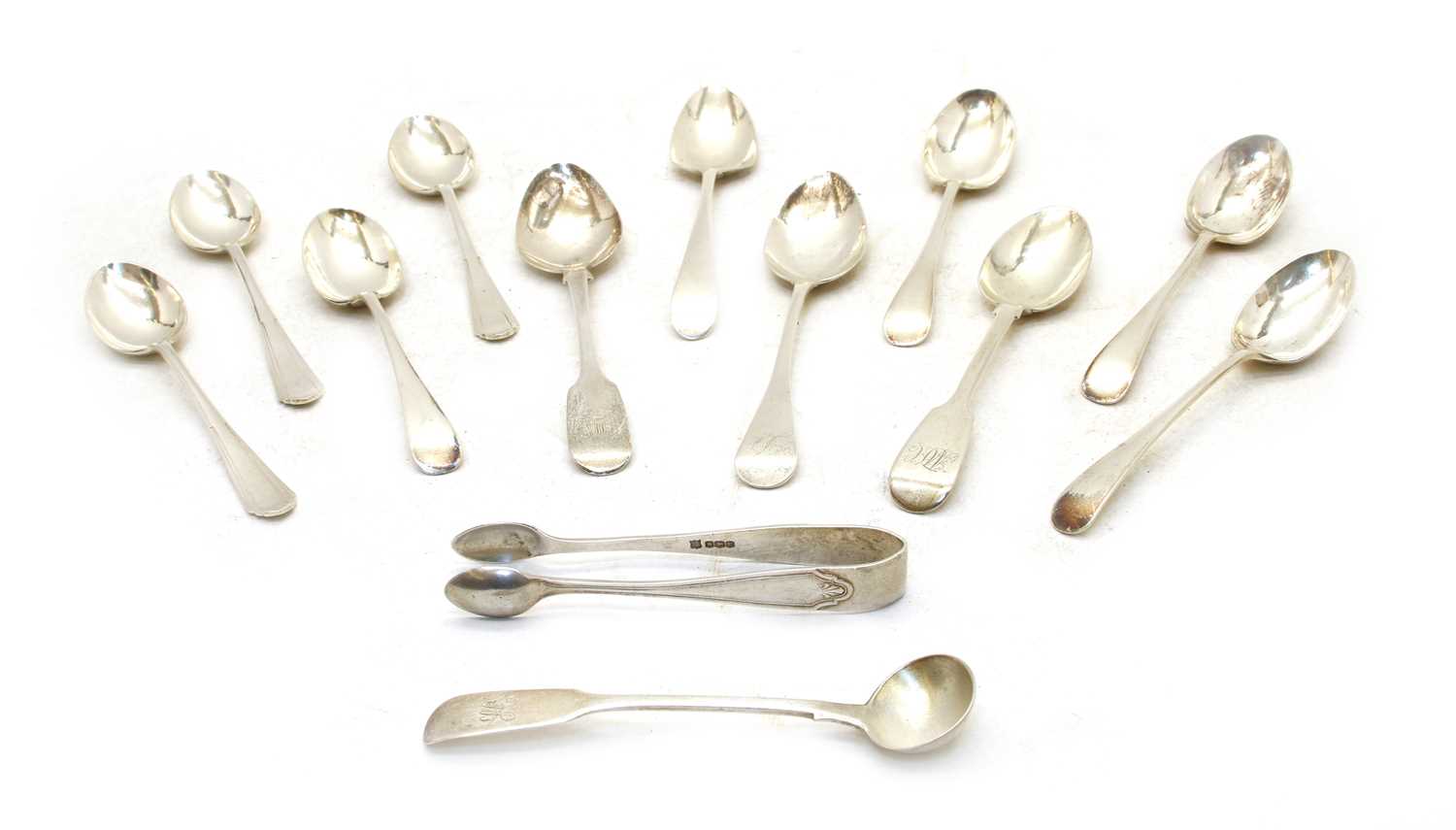 A collection of silver items,