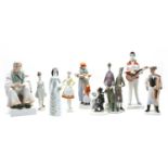 A collection of Hungarian Zsolnay Pecs porcelain figures,