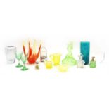 A collection of glass items,