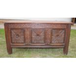 A late 17th century oak panelled coffer