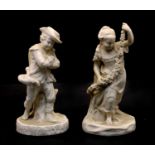 Winter and Spring, a pair of Copeland parian spill vase figures,