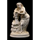 Autumn, a 19th century parian figure carrying a corn sheaf,